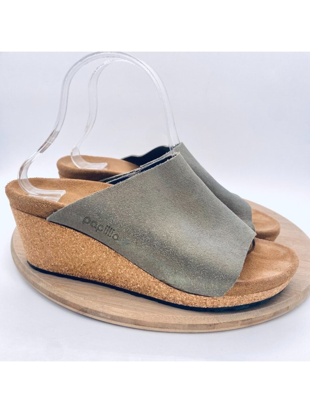 Birkenstock Papillio Womens Shoes 8 39 Taupe Leather Comfort Wedge Peep